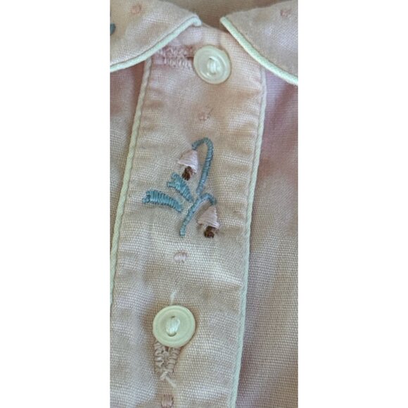 Vtg Pink Baby Dress 1950s Hand Made Philippines Size 18 Months Emboidered Flower - Picture 6 of 10